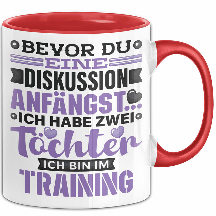 Mama Papa Tasse Geschenk 2 Töchter Geschenkidee Muttertag Vatertag Geschenke Rot Trendation