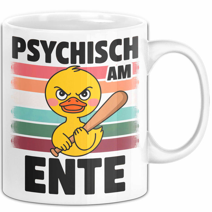 Quietscheente Tier Tasse Geschenk Lustige Geschenkidee Spruch Psychisch Am Ente Weiß Trendation