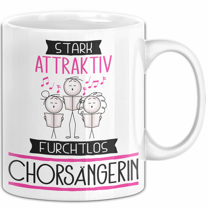 Chorsängerin Tasse Geschenk Becher Stark Attraktiv Furchtlos Chorsängerin Lustige Geschenkidee Weiß Trendation
