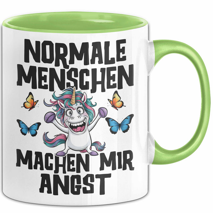 Einhorn Tasse Geschenk Normale Menschen Machen Mir Angst Geschenkidee Grün Trendation