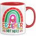 Erzieher Mit Herz Tasse Lustiges Geschenk Für Kindergarten Erzieher Mann Rot Trendation