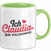 Claudia Tasse Geschenk Ich Bin Vollkommen Claudia Geschenkidee Geburtstag Grün Trendation