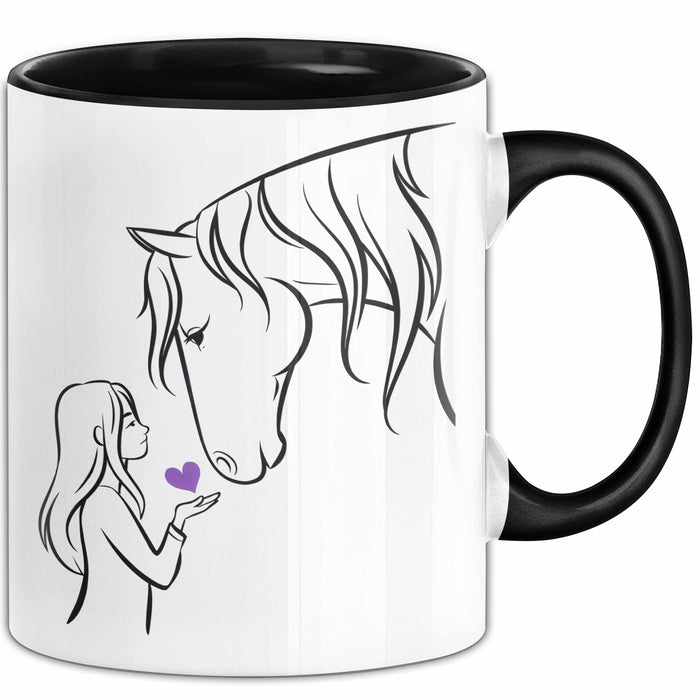 Pferde Tierliebhaber Mädchen Tasse Geschenk Lustige Geschenkidee Spruch Schwarz Trendation