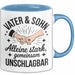 Papa Vatertag Vater Sohn Tasse Becher Geschenk Lustige Geschenkidee Spruch Vater & Sohn Alleine Stark Gemeinsam Unschlagbar Blau Trendation