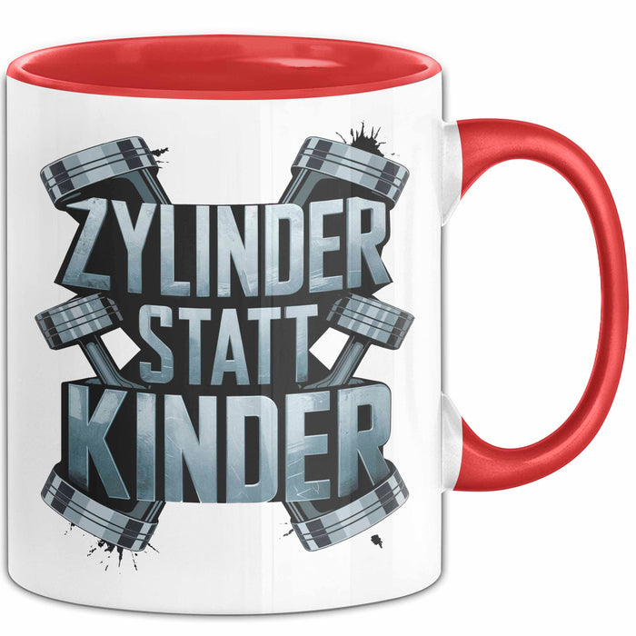 Automechaniker Tasse Geschenk Lustige Geschenkidee Spruch Zylidner Statt Kinder Rot Trendation