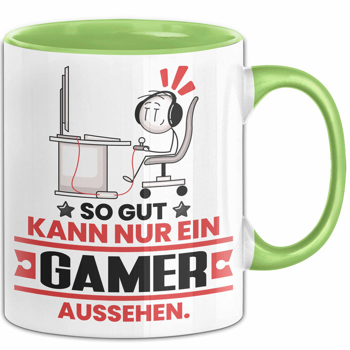 Gamer Geschenk Tasse So Gut Kann Nur Ein Gamer Aussehen Geschenkidee Kaffee-Becher Grün Trendation