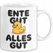 Quietscheente Tier Tasse Geschenk Lustige Geschenkidee Spruch Ente Gut Alles Gut Weiß Trendation