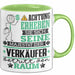 Verkäufer Geschenk Tasse Lustiger Spruch Erheben Sie Sich Der Verkäufer Betritt den Raum Grün Trendation