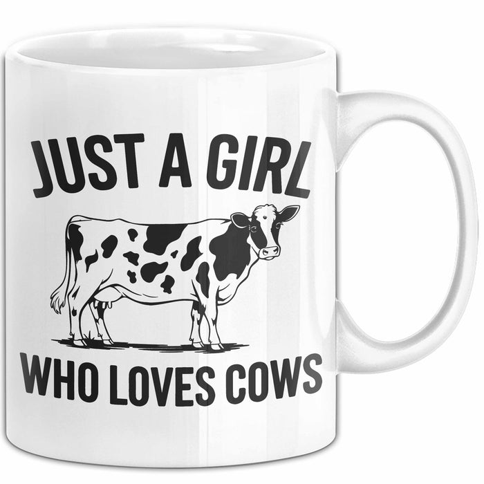 Kuh Tasse Geschenk Just A Girl Who Loves Cows Geschenkidee Tier Weiß Trendation