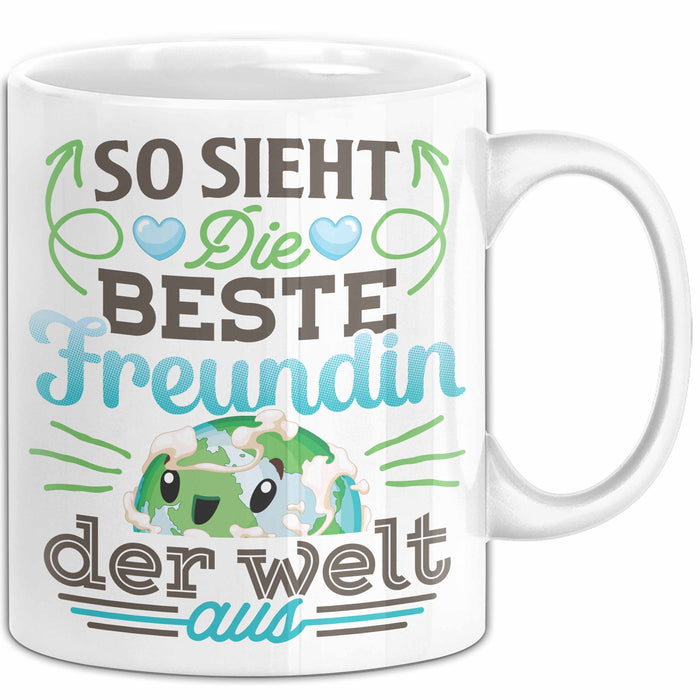 Beste Freundin Tasse "Beste Freundin Der Welt" Geschenkidee für BFF Weiß Trendation