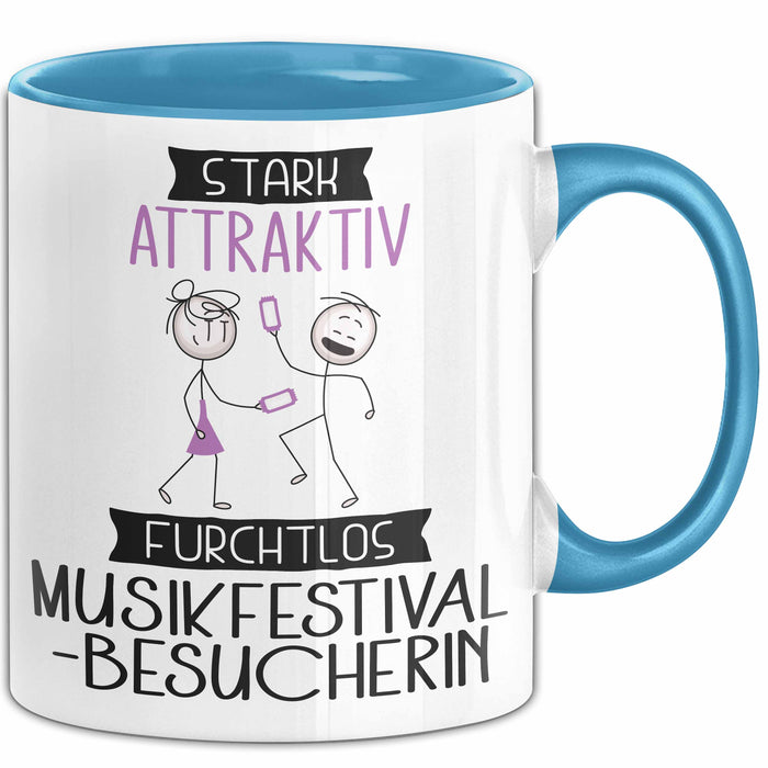 Musikfestival-Besucherin Tasse Geschenk Becher Stark Attraktiv Furchtlos Musikfestival-Besucherin Lustige Geschenkidee Blau Trendation