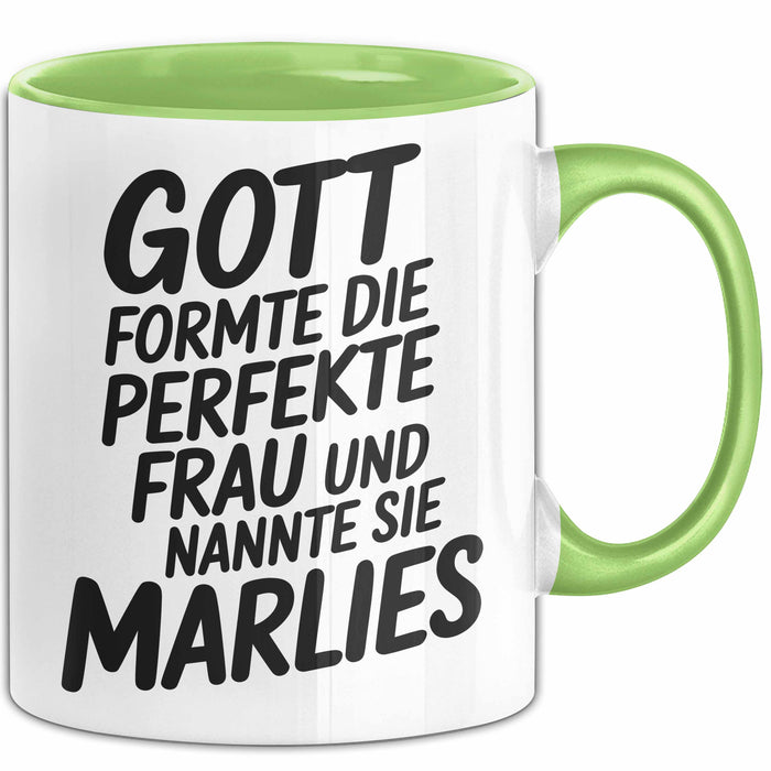 Marlies Tasse Geschenk Gott Formte Die Perfekte Frau Marlies Geschenkidee Grün Trendation