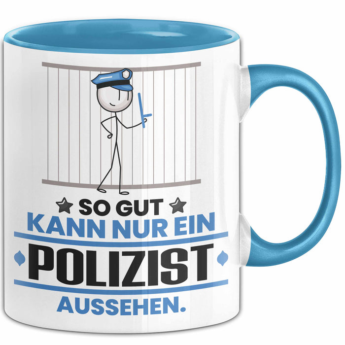 Polizist Geschenk Tasse So Gut Kann Nur Ein Polizist Aussehen Geschenkidee Kaffee-Becher Blau Trendation