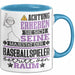 Baseballspieler Geschenk Tasse Lustiger Spruch Erheben Sie Sich Der Baseballspieler Betritt den Raum Blau Trendation