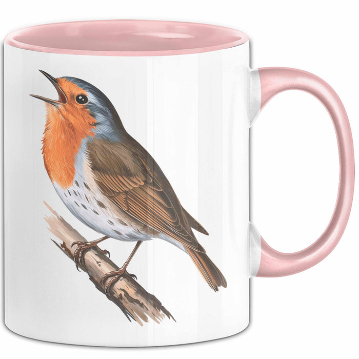 Rotkehlchen Vogel Beobachtet Singvögel Tasse Geschenk Lustige Geschenkidee Spruch Rosa Trendation