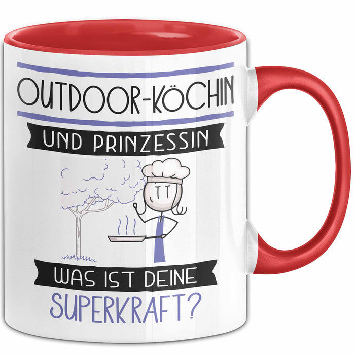 Outdoor-Köchin Und Prinzessin Tasse Geschenk Für Eine Outdoor-Köchin Geburtstag Was Ist Deine Superkraft Rot Trendation