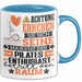 Pilates-Enthusiast Geschenk Tasse Lustiger Spruch Erheben Sie Sich Der Pilates-Enthusiast Betritt den Raum Blau Trendation