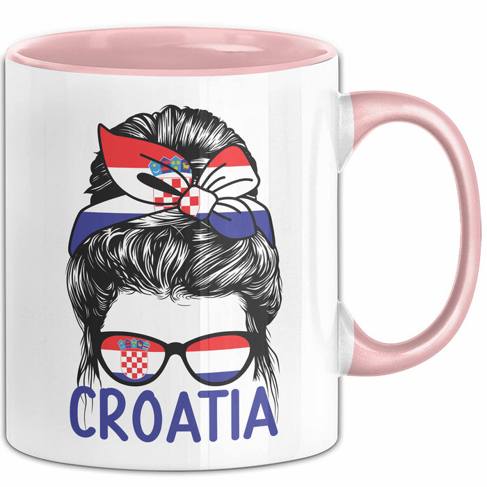 Croatia Tasse Geschenk Für Kroatische Frau Heimat Kroatien Kaffee-Becher Geschenkidee Rosa Trendation