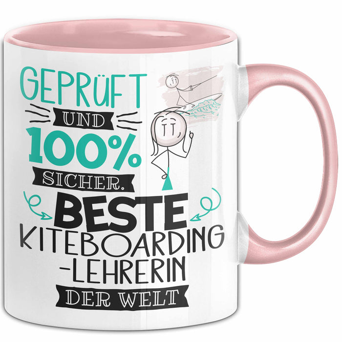 Beste Kiteboarding-Lehrerin Der Welt Tasse Geschenk für Eine Kiteboarding-Lehrerin Geprüft Und Sicher Geschenkidee Geburtstag Weihnachten Rosa Trendation