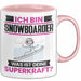 Snowboarder Tasse Geschenk für Snowboarder Geburtstag Lustiger Spruch Kaffee-Becher Was Ist Deine Superkraft Rosa Trendation