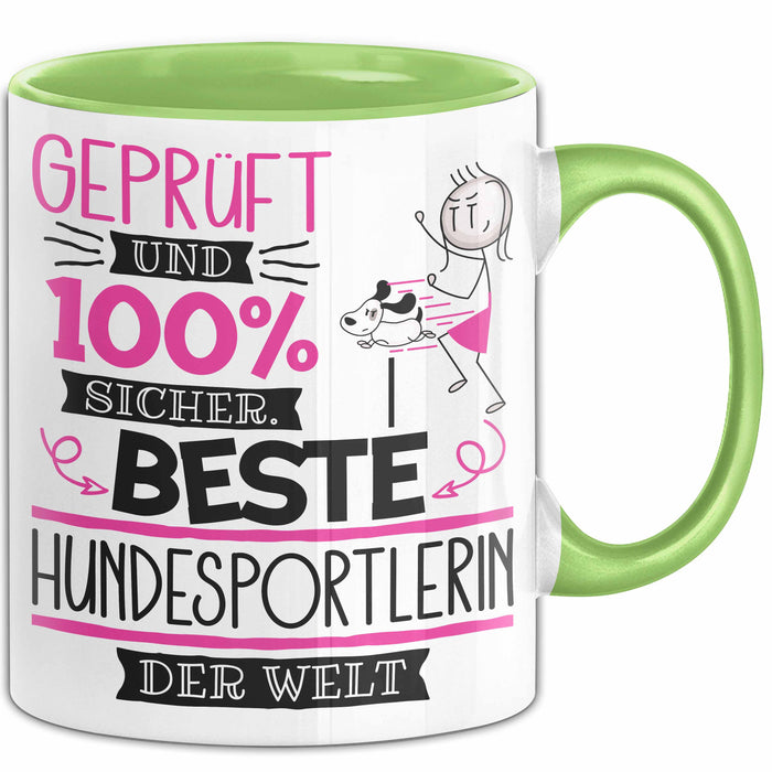 Beste Hundesportlerin Der Welt Tasse Geschenk für Eine Hundesportlerin Geprüft Und Sicher Geschenkidee Geburtstag Weihnachten Grün Trendation