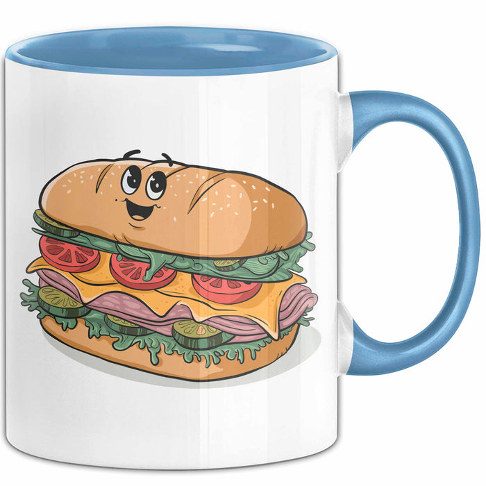 Sandwich Liebhaber Tasse Geschenkidee für Snack Stapel Fan Blau Trendation