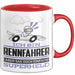 Rennfahrer Geschenk Tasse Ich Bin Rennfahrer Aber Sag Doch Einfach Superheld Lustige Geschenkdiee für Rennfahrer Kaffee-Becher Rot Trendation