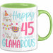 45er Geburtstag Tasse Geschenk Happy 45 And Glamarous Llama Alpaka Liebhaber Geschenkidee zum Geburtstag Grün Trendation