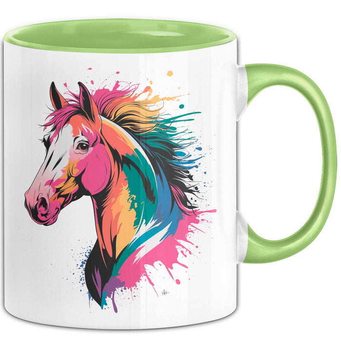 Pferde Tierliebhaber Tasse Geschenk Lustige Geschenkidee Spruch Grün Trendation