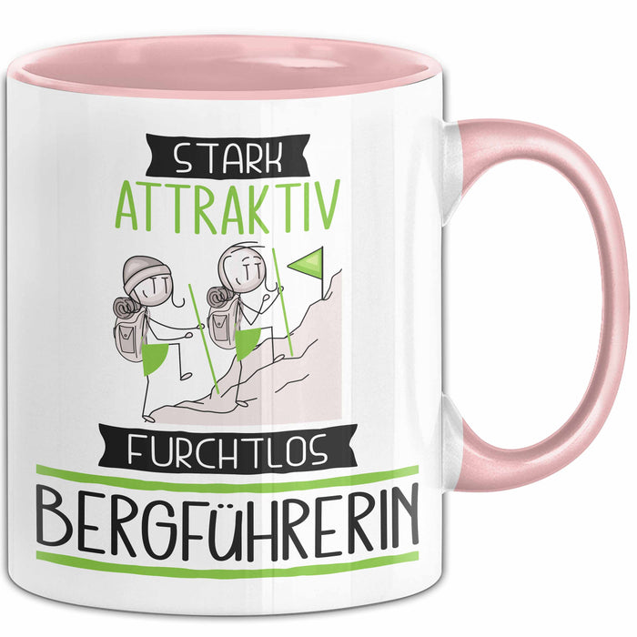 Bergführerin Tasse Geschenk Becher Stark Attraktiv Furchtlos Bergführerin Lustige Geschenkidee Rosa Trendation