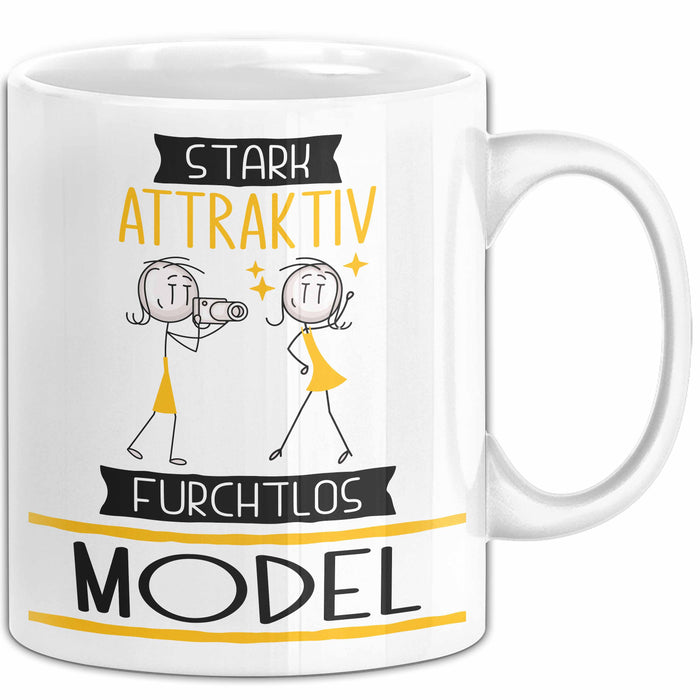 Model Tasse Geschenk Becher Stark Attraktiv Furchtlos Model Lustige Geschenkidee Weiß Trendation