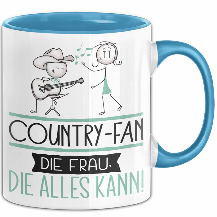 Country-Fan Geschenk Tasse Becher Die Frau Die Allen Kann Geschenkidee für eine Country-Fan Lustig Blau Trendation