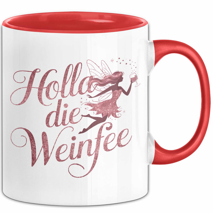 Weintrinker Trinken Fee Tasse Geschenk Lustige Geschenkidee Spruch Weinliebhaber Fee Rot Trendation