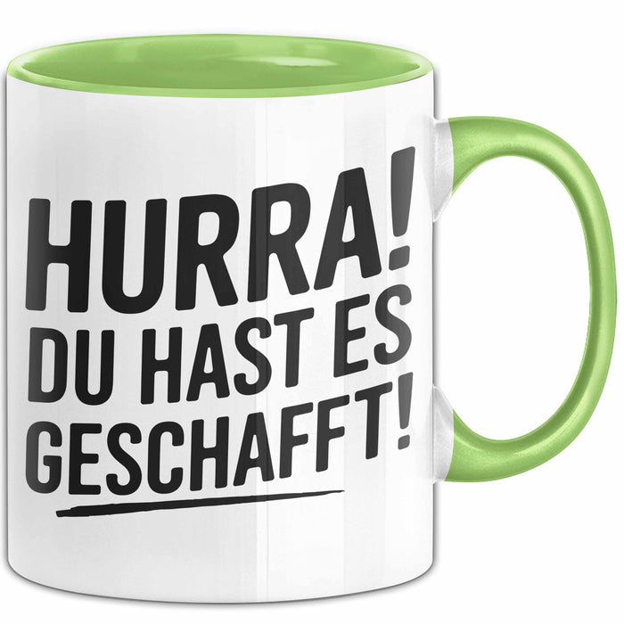 Schüler Abschluss Tasse Geschenk Lustige Geschenkidee Spruch Du Hast Es Geschafft Grün Trendation
