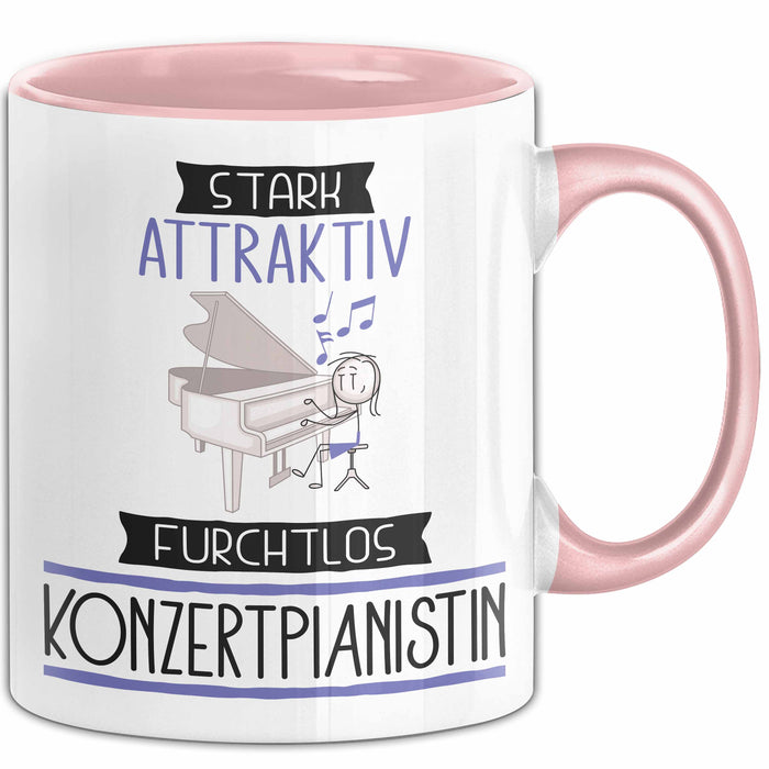 Konzertpianistin Tasse Geschenk Becher Stark Attraktiv Furchtlos Konzertpianistin Lustige Geschenkidee Rosa Trendation