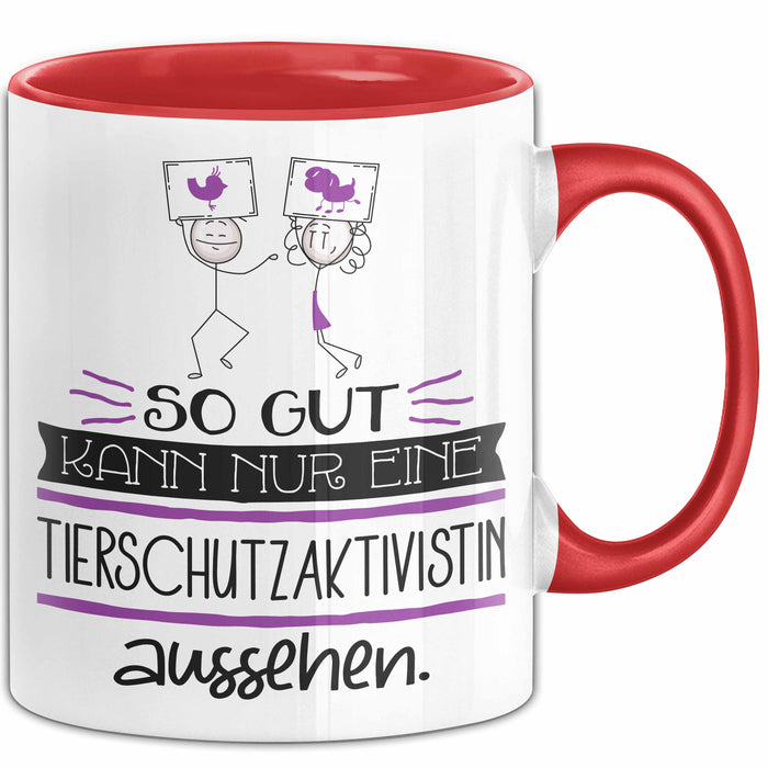 Tierschutzaktivistin Geschenk Tasse So Gut Kann Nur Eine Tierschutzaktivistin Aussehen Geschenkidee Geburtstag Weihnachten Lustig Rot Trendation