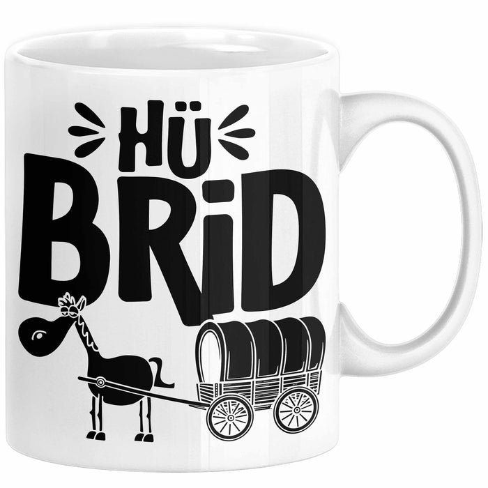 Hü Brid Tasse Geschenk Esel Hybrid Lustiges Hybrid Auto Pferd Esel Geschenkidee E-Auto Elektroauto Weiß Trendation