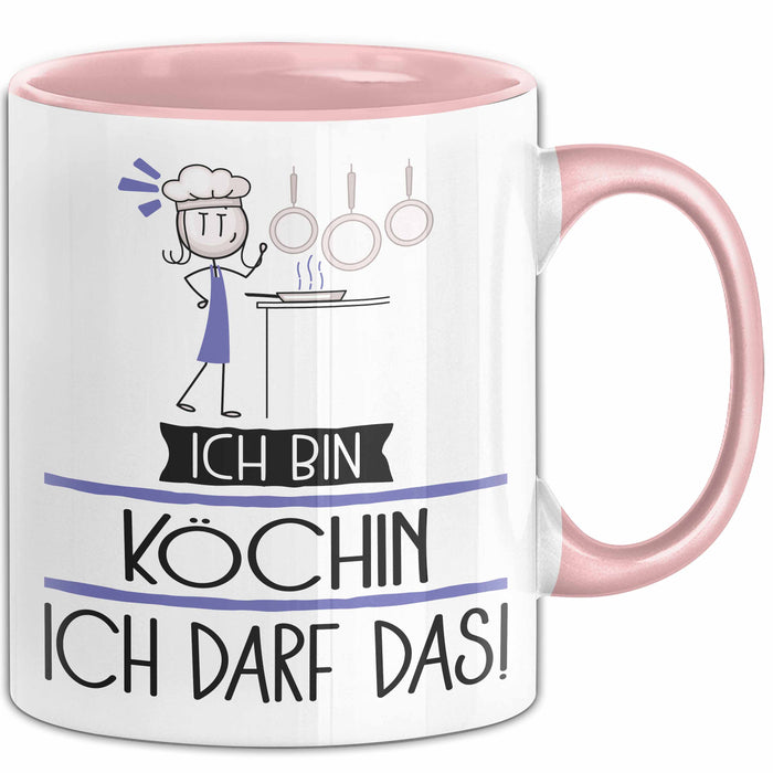 Geschenk für Köchin Tasse Lustige Geschenkidee Geburtstag Ich Bin Köchin Ich Darf Das Rosa Trendation