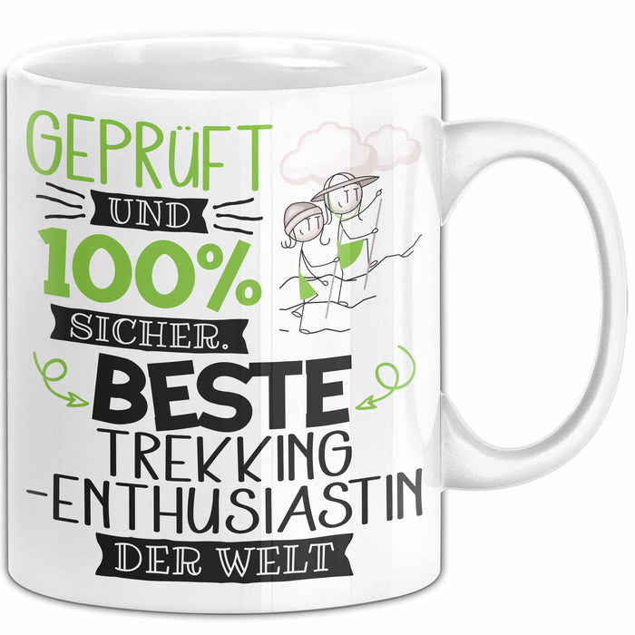 Beste Trekking-Enthusiastin Der Welt Tasse Geschenk für Eine Trekking-Enthusiastin Geprüft Und Sicher Geschenkidee Geburtstag Weihnachten Weiß Trendation