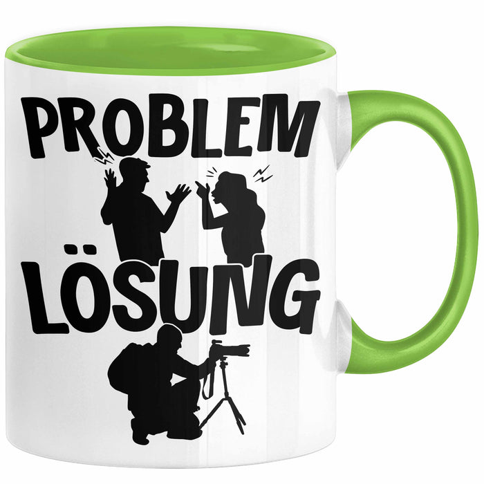 Fotograf Tasse Geschenk für Fotograf Männer Geschenkidee Problem und Lösung Fotografieren Grün Trendation