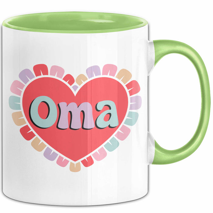 Oma Tasse Geschenkidee Oma Herz Liebende Familie Nana Grün Trendation