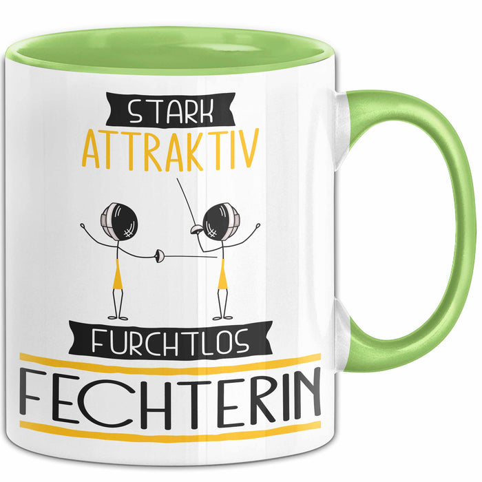 Fechterin Tasse Geschenk Becher Stark Attraktiv Furchtlos Fechterin Lustige Geschenkidee Grün Trendation