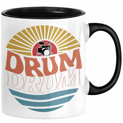 Drummer Schlagzeug-Spieler Geschenk Tasse Geschenkidee Kaffee-Becher Schlagzeuger Drum Bunte Grafik Schwarz Trendation