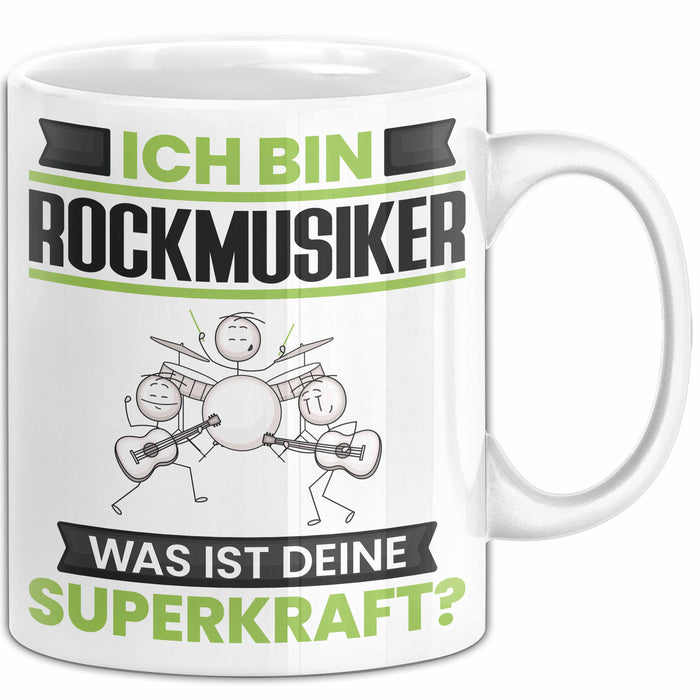 Rockmusiker Tasse Geschenk für Rockmusiker Geburtstag Lustiger Spruch Kaffee-Becher Was Ist Deine Superkraft Weiß Trendation