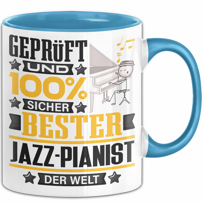 Jazz-Pianist Geschenk Lustiger Spruch für Jazz-Pianist Geschenkidee Bester Jazz-Pianist Der Welt Blau Trendation