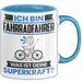 Fahrradfahrer Tasse Geschenk für Fahrradfahrer Geburtstag Lustiger Spruch Kaffee-Becher Was Ist Deine Superkraft Blau Trendation