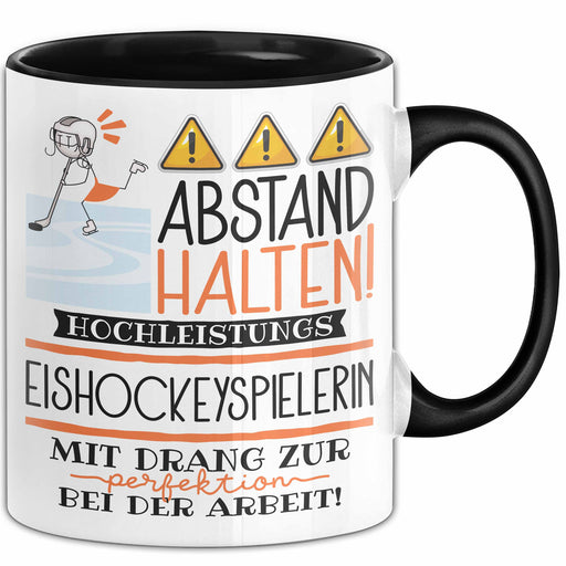 Eishockeyspielerin Tasse Geschenk Lustig Abstand Halten Hochleistungs-Eishockeyspielerin Mit Drang Zur Perfektion Bei Der Arbeit Trendation