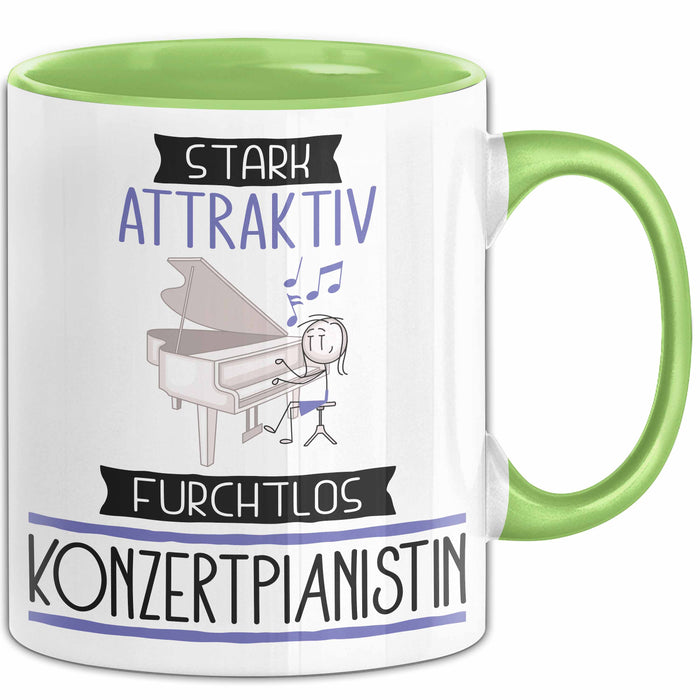 Konzertpianistin Tasse Geschenk Becher Stark Attraktiv Furchtlos Konzertpianistin Lustige Geschenkidee Grün Trendation