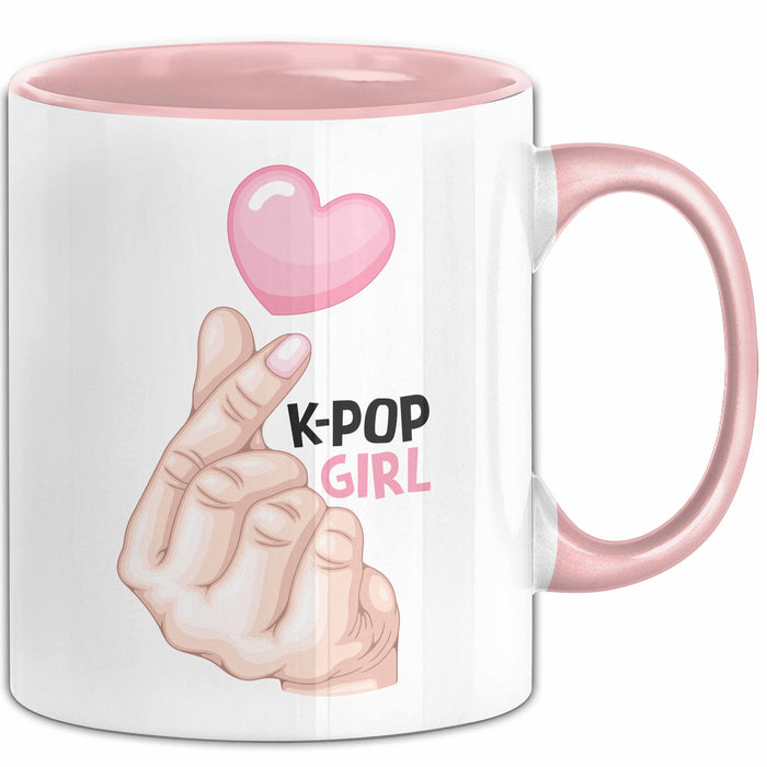 Kpop Love Girl Tasse Geschenk Süßes Herz Design Finger Herz Geste Rosa Trendation