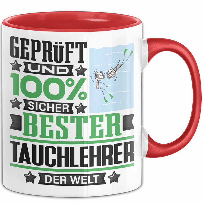 Tauchlehrer Geschenk Lustiger Spruch für Tauchlehrer Geschenkidee Bester Tauchlehrer Der Welt Rot Trendation